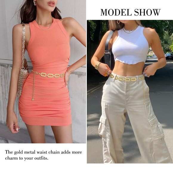 Metal Waist Chain Belt Women Adjustable Body Link Belts Ladies Fashion Chain💛 - Picture 4 of 7